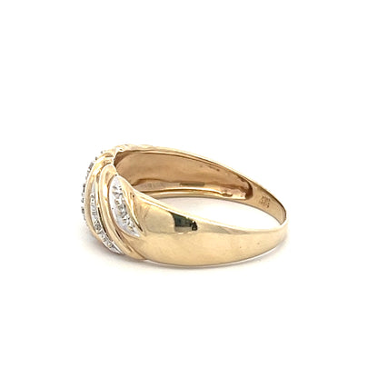 9Ct Yellow Gold Two-Toned Diamond Band - 0.12 Carat TDW