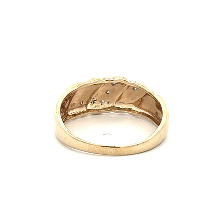 9Ct Yellow Gold Two-Toned Diamond Band - 0.12 Carat TDW