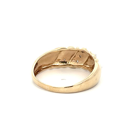 9Ct Yellow Gold Two-Toned Diamond Band - 0.12 Carat TDW