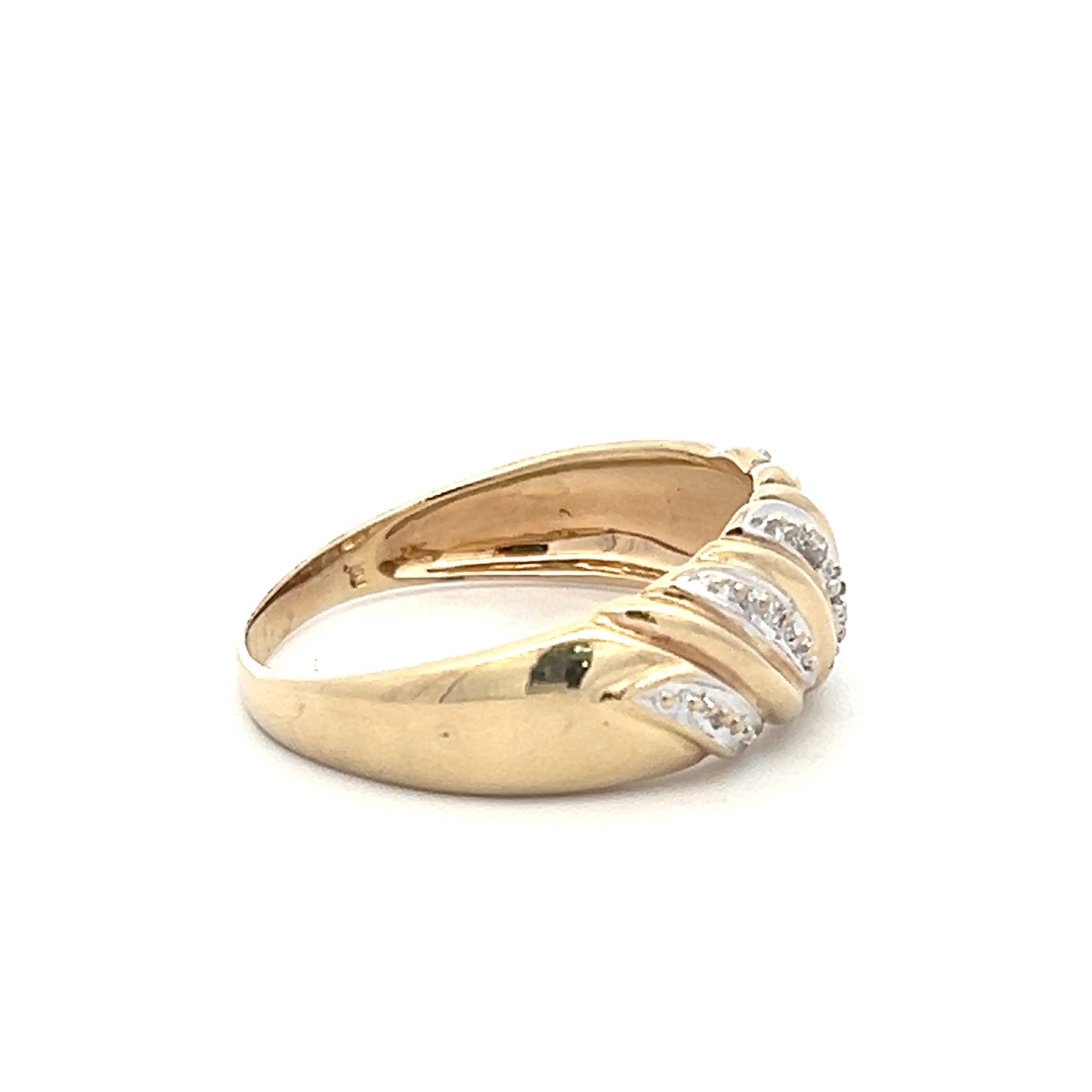 9Ct Yellow Gold Two-Toned Diamond Band - 0.12 Carat TDW