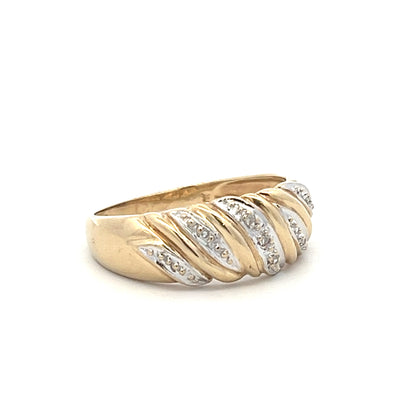 9Ct Yellow Gold Two-Toned Diamond Band - 0.12 Carat TDW