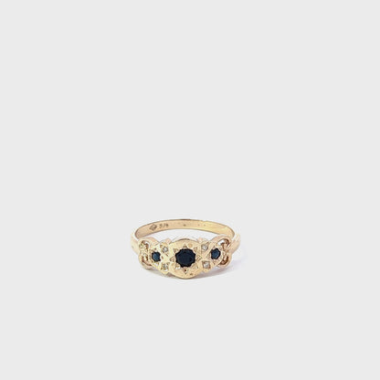 9Ct Yellow Gold Sapphire & Diamond Ring