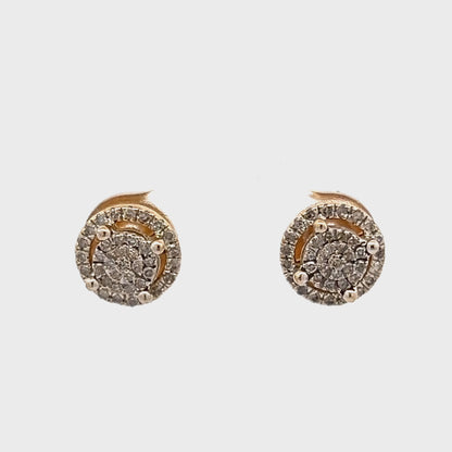 9Ct Two-Toned Gold 1/4 Carat TW Diamond Cluster Stud Earrings