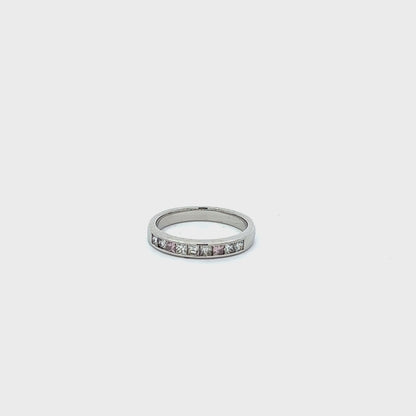 Platinum Channel Style Pink & Clear Diamond Ring