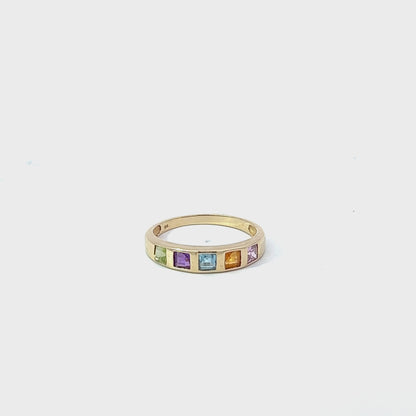 9Ct Yellow Gold Multi-Coloured Gemstone Ring