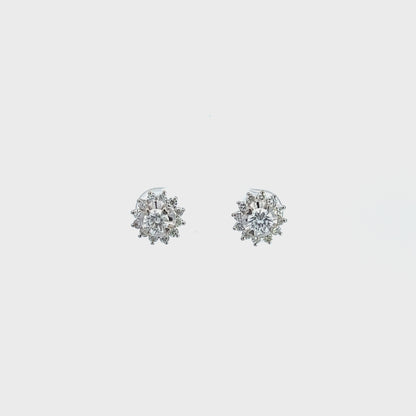 18Ct White Gold Diamond Cluster Studs