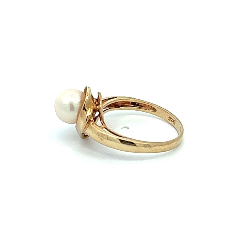 9Ct Yellow Gold Faux Pearl Ring