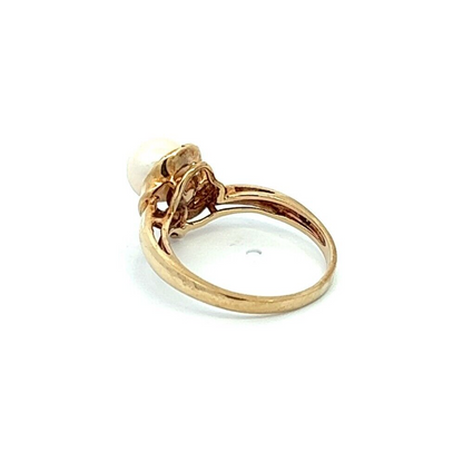 9Ct Yellow Gold Faux Pearl Ring