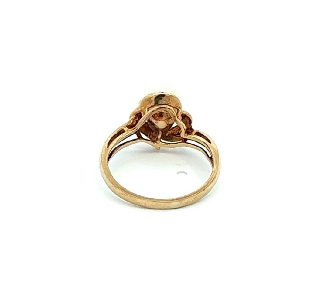 9Ct Yellow Gold Faux Pearl Ring