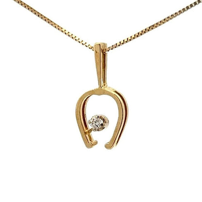 18Ct Yellow Gold .05 TW Diamond Wishbone Pendant