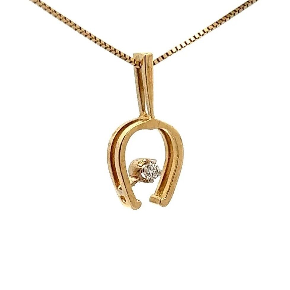 18Ct Yellow Gold .05 TW Diamond Wishbone Pendant