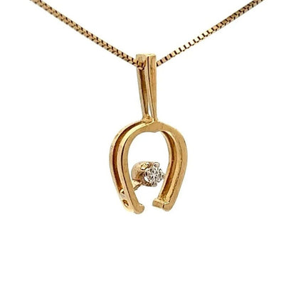 18Ct Yellow Gold .05 TW Diamond Wishbone Pendant