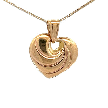 9Ct Two-Toned 3D Heart Charm Pendant