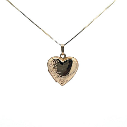 9Ct Yellow Gold Embossed Heart Locket Pendant