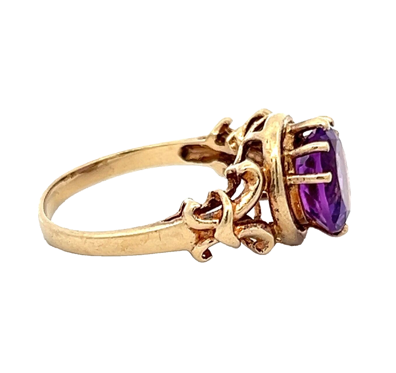 9Ct Yellow Gold Vintage Purple Stone Cocktail Ring