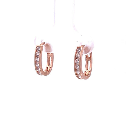 9Ct Rose Gold CZ Huggie Earrings