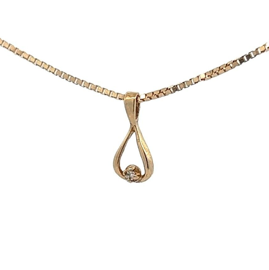 9Ct Yellow Gold Drop Style Diamond Pendant