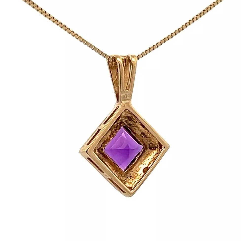 9Ct Yellow Gold Amethyst & Diamond Accent Charm Pendant