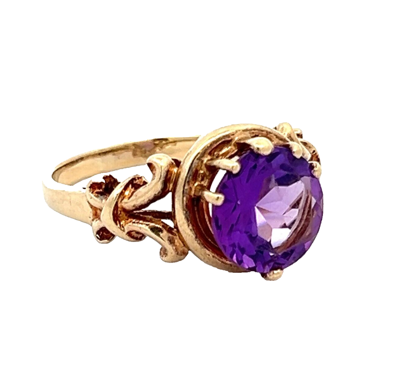 9Ct Yellow Gold Vintage Purple Stone Cocktail Ring