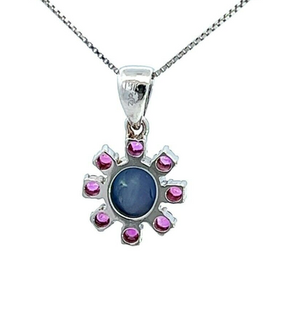 18Ct White Gold Multi-Colour Gemstone Pendant