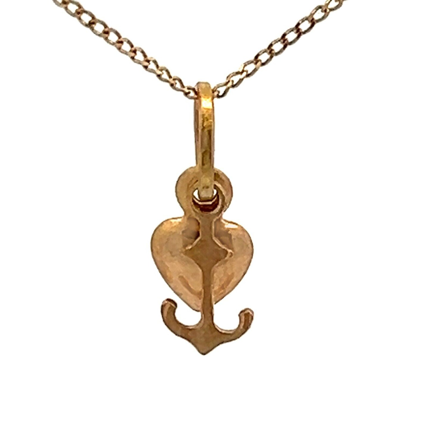 18Ct Yellow Gold Vintage Miniature Heart & Anchor 'Love & Hope' Charm Pendant