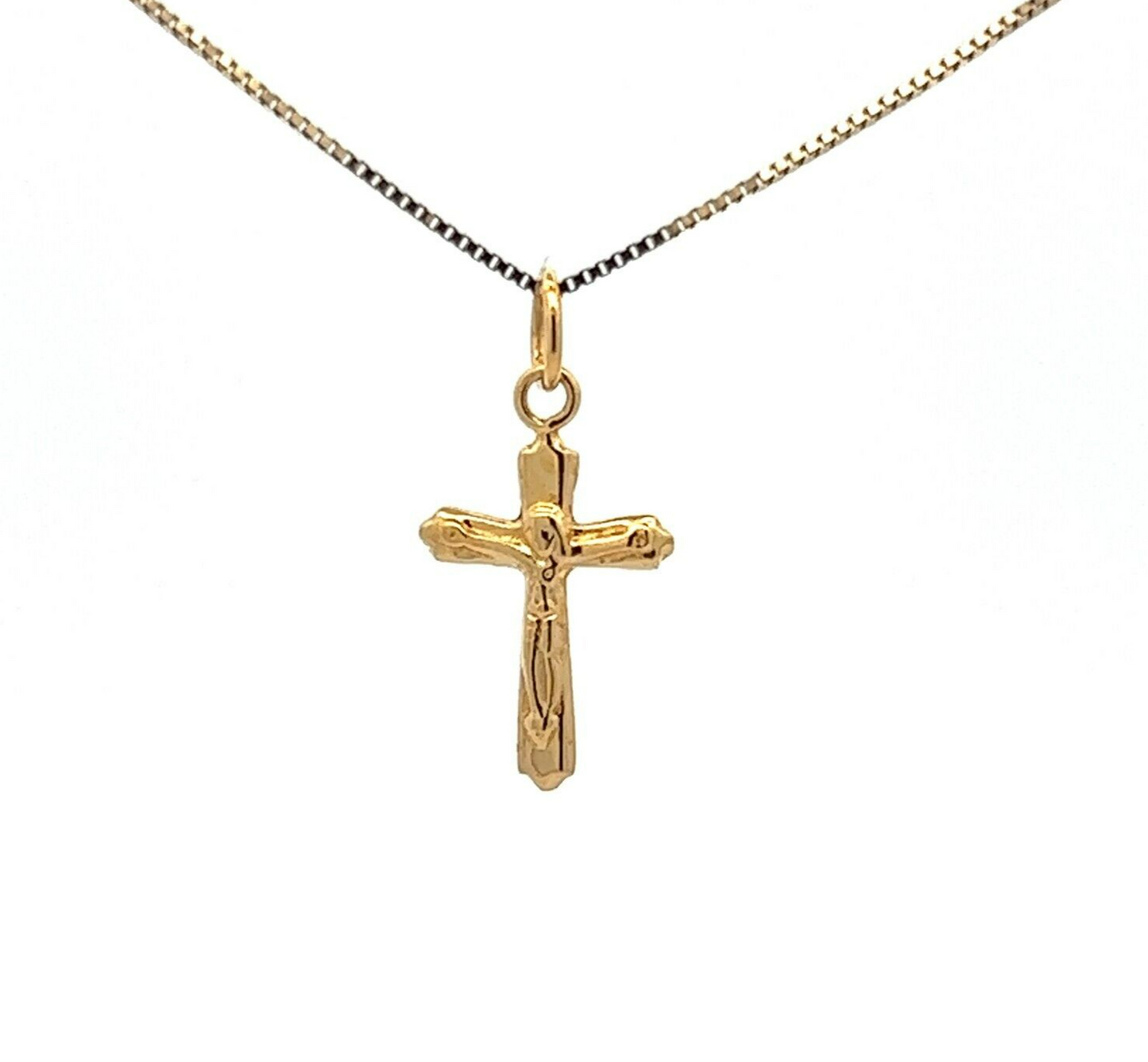 14Ct Yellow Gold Miniature Crucifix Charm Pendant