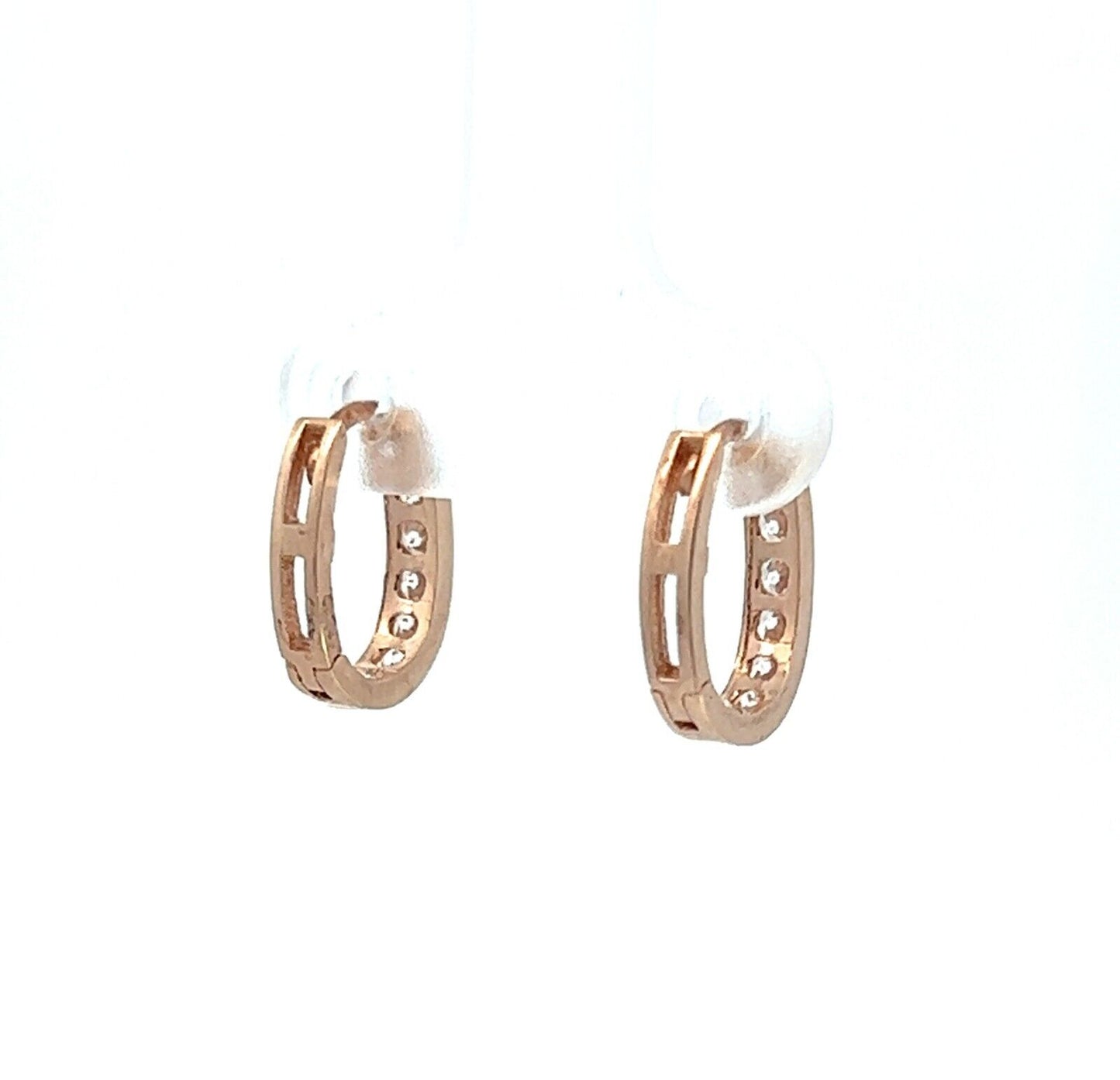 9Ct Rose Gold CZ Huggie Earrings