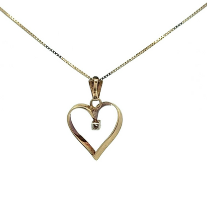 9Ct Yellow Gold Diamond Heart Pendant