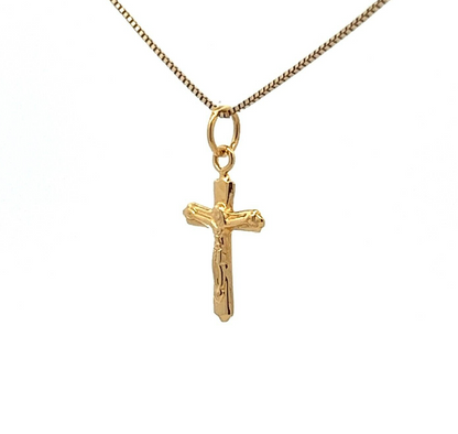 14Ct Yellow Gold Miniature Crucifix Charm Pendant