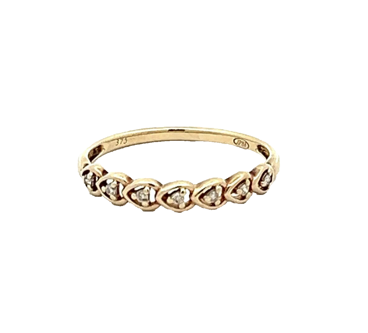 9Ct Yellow Gold Multi-Heart CZ Stacker Band Ring