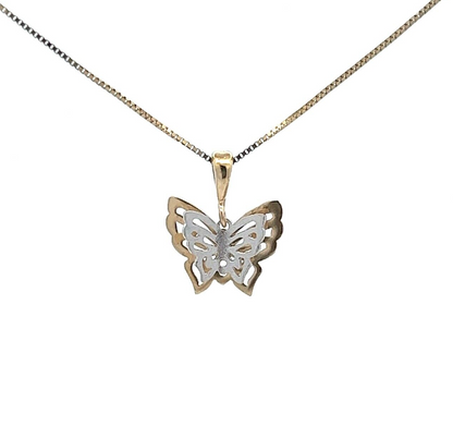 9Ct Two-Toned Gold Butterfly Pendant