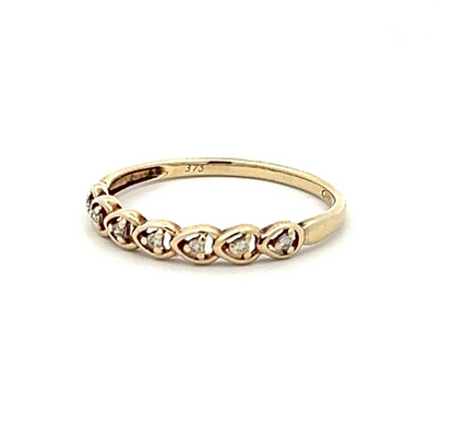 9Ct Yellow Gold Multi-Heart CZ Stacker Band Ring