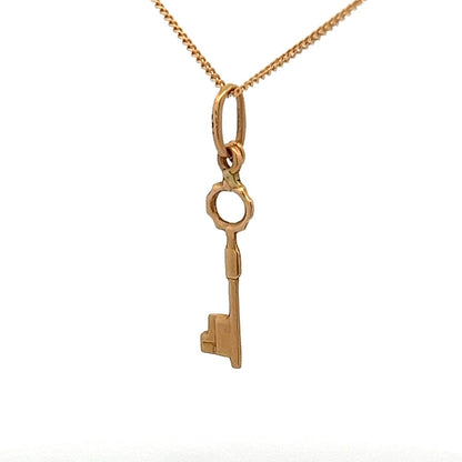 18Ct Yellow Gold Vintage Estate Key Charm Pendant