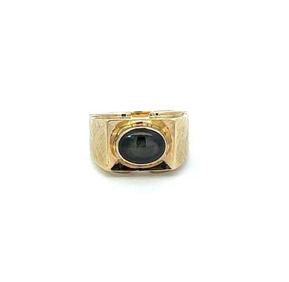 18Ct Yellow Gold Mens Sapphire Signet Ring