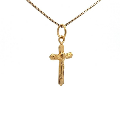 14Ct Yellow Gold Miniature Crucifix Charm Pendant