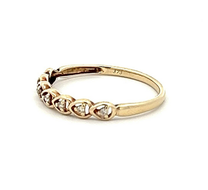 9Ct Yellow Gold Multi-Heart CZ Stacker Band Ring