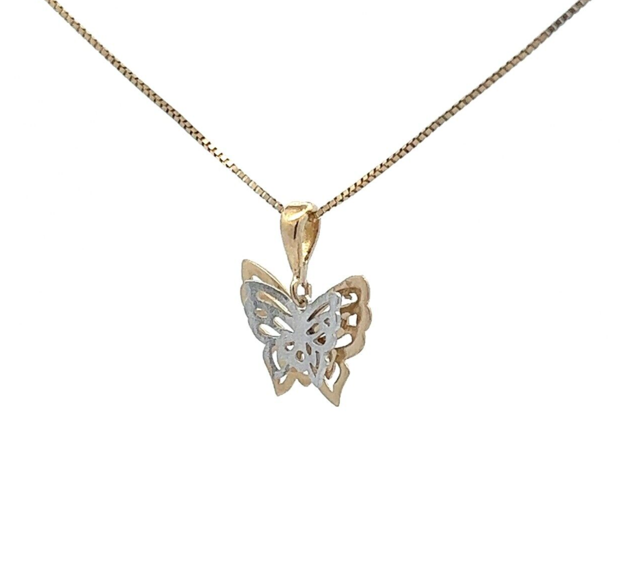 9Ct Two-Toned Gold Butterfly Pendant