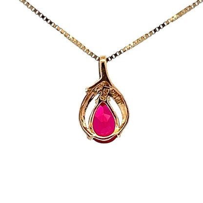 9Ct Yellow Gold Created Ruby & Diamond Accent Charm Pendant