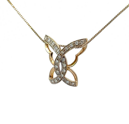 9Ct Yellow Gold Diamond Butterfly Pendant