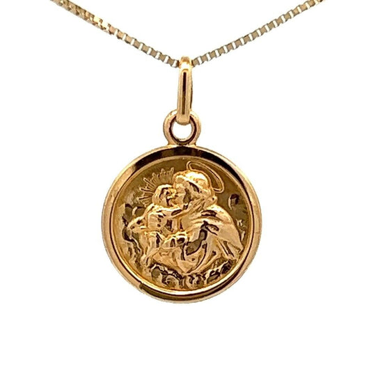 18Ct Yellow Gold Saint Christopher Medallion Charm Pendant