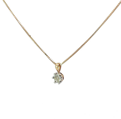 9Ct Yellow Gold Box Link Trace Necklace Chain and 0.04 TW Diamond Pendant Set