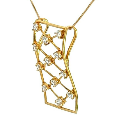 22Ct Yellow Gold CZ Lattice Pendant