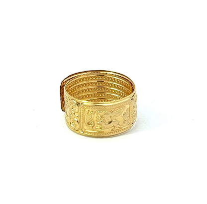 18Ct Yellow Gold Detailed Adjustable Size Wrap Around Ring