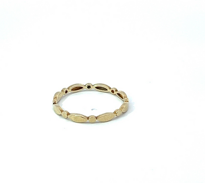 9Ct Yellow Gold Oval and Marquise Pattern Stacker Ring