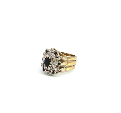 9Ct Yellow Gold Diamond & Gemstone Ring Set