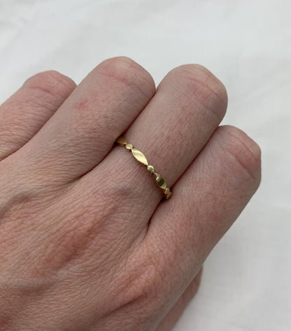 9Ct Yellow Gold Oval and Marquise Pattern Stacker Ring