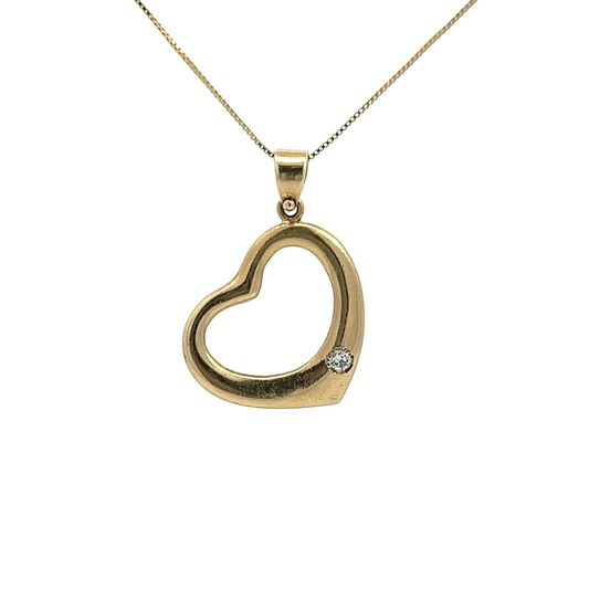 9Ct Yellow Gold Diamond Heart Pendant