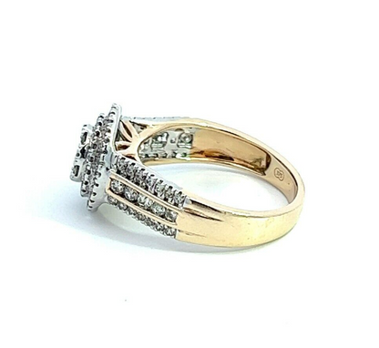 9Ct Yellow Gold Halo Diamond Ring - 0.80 Carat TDW