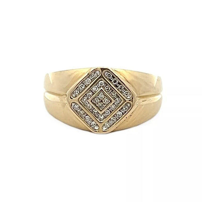 9Ct Yellow Gold 0.15 Carat TW Diamond Men's Ring