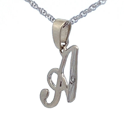 9Ct White Gold Diamond Initial 'A' Pendant